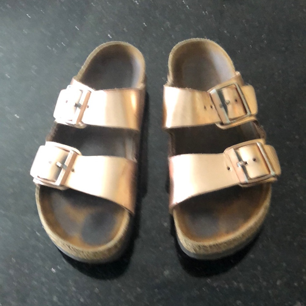 Birkenstocks size 37 metallic copper
